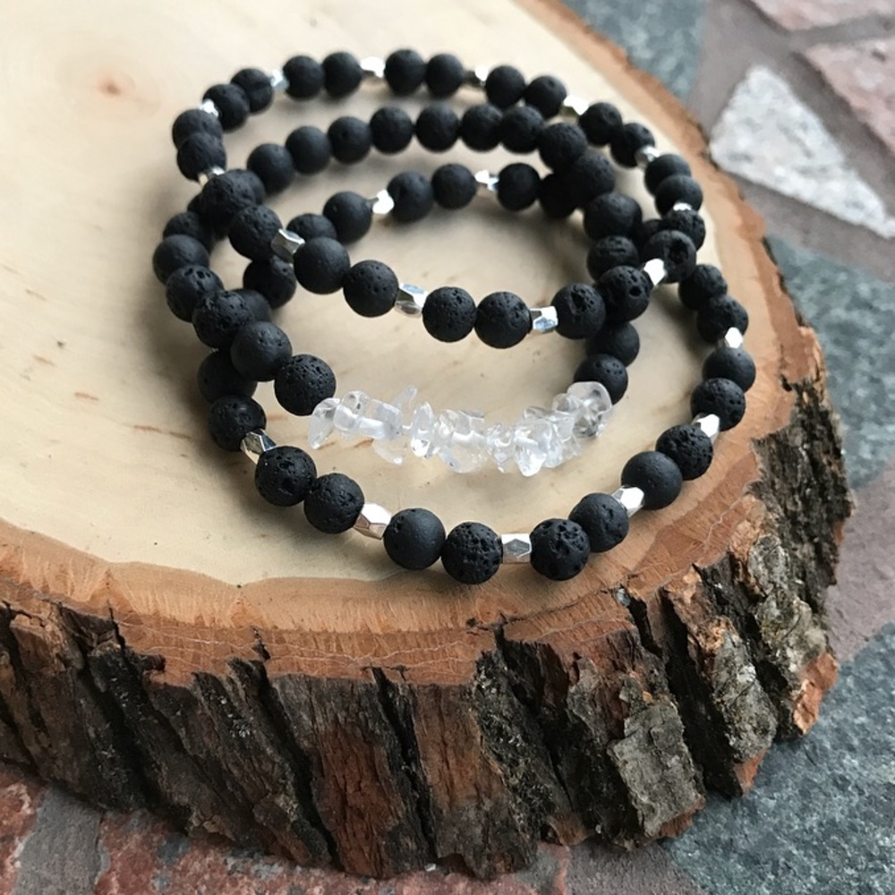 Genuine crystal quartz boho beaded bracelets set - Picture 8 of 9